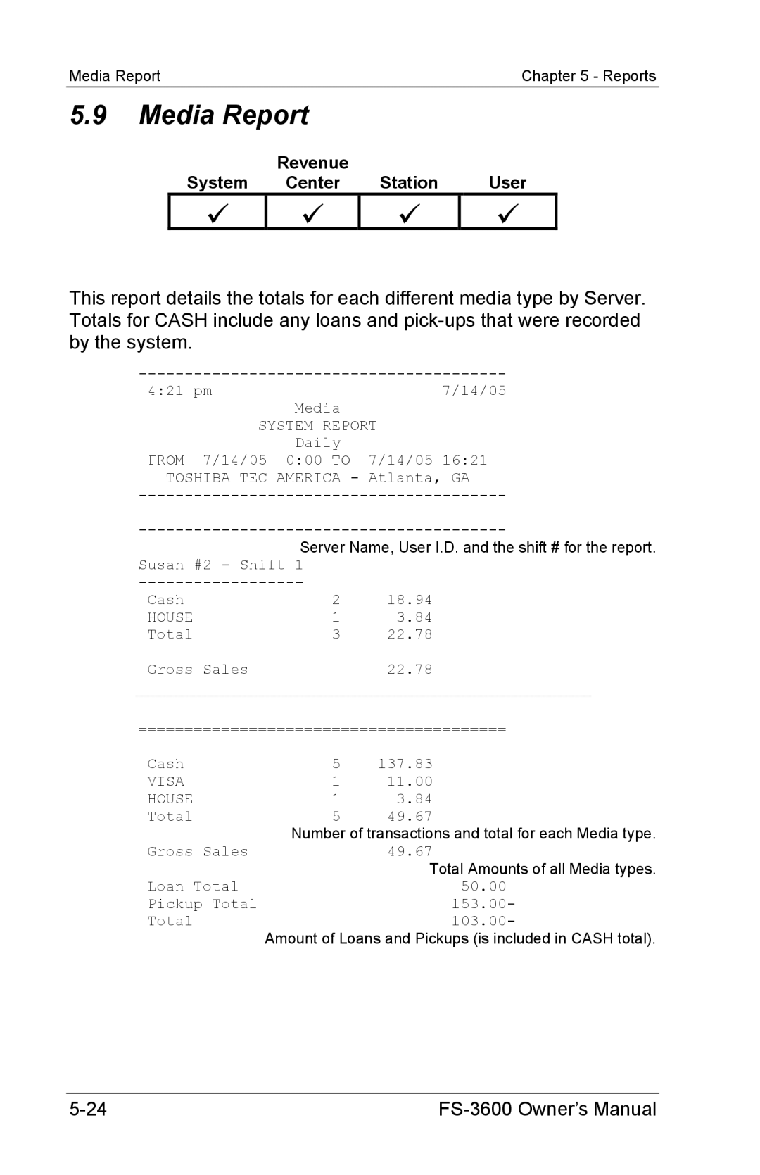 Toshiba FS-3600 owner manual Media Report 