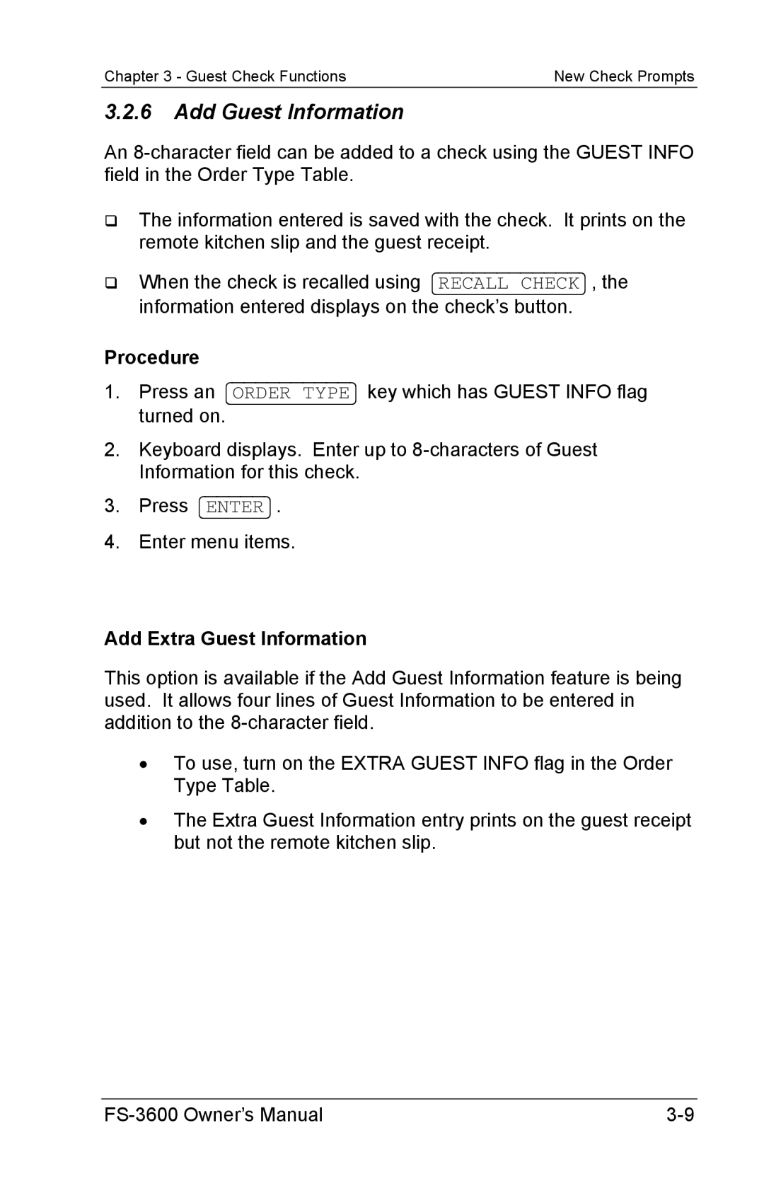 Toshiba FS-3600 owner manual Add Guest Information, Add Extra Guest Information 