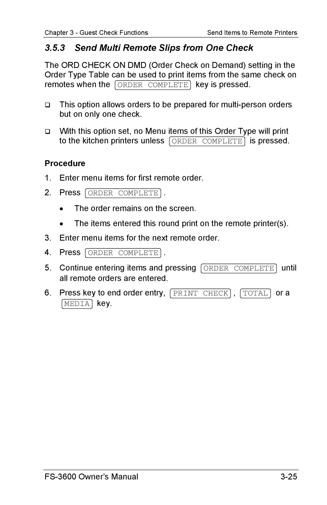 Toshiba FS-3600 owner manual Send Multi Remote Slips from One Check, Procedure 