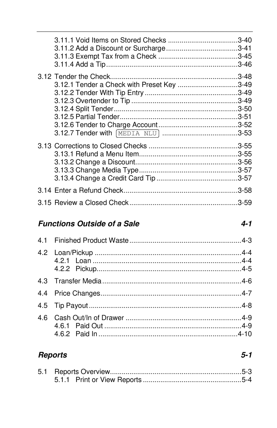 Toshiba FS-3700 Series owner manual Functions Outside of a Sale, Reports 