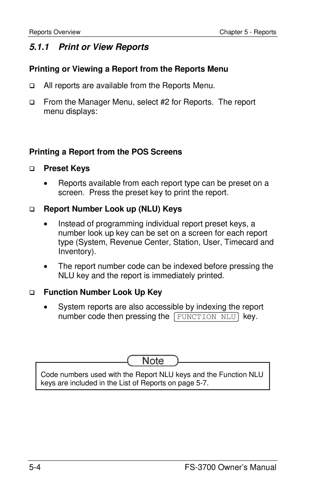 Toshiba FS-3700 Series owner manual Print or View Reports, Printing or Viewing a Report from the Reports Menu 