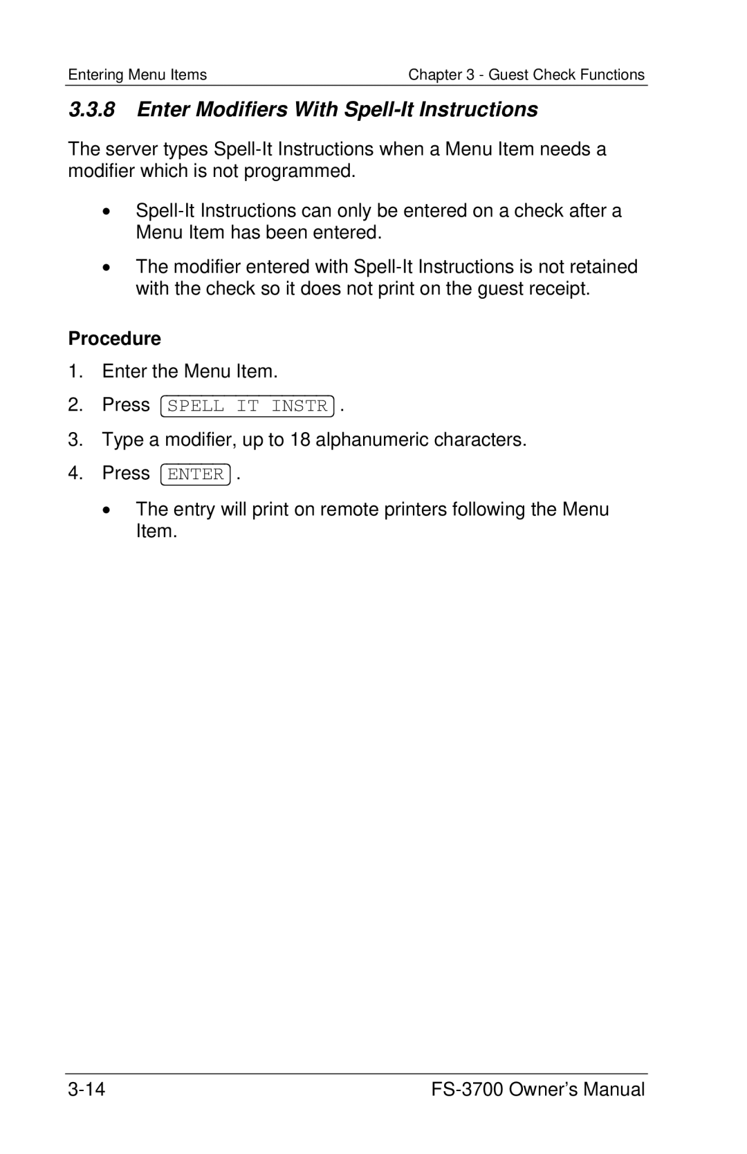 Toshiba FS-3700 Series owner manual Enter Modifiers With Spell-It Instructions 