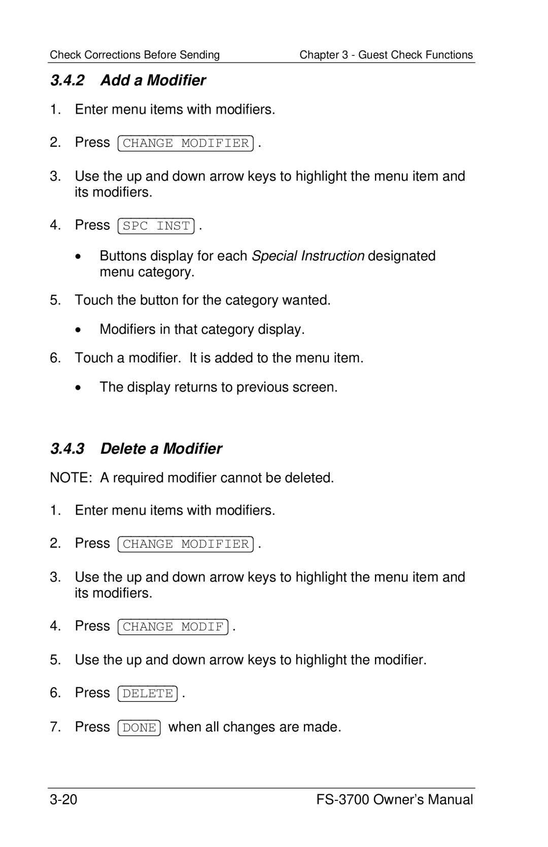 Toshiba FS-3700 Series owner manual Add a Modifier, Delete a Modifier 