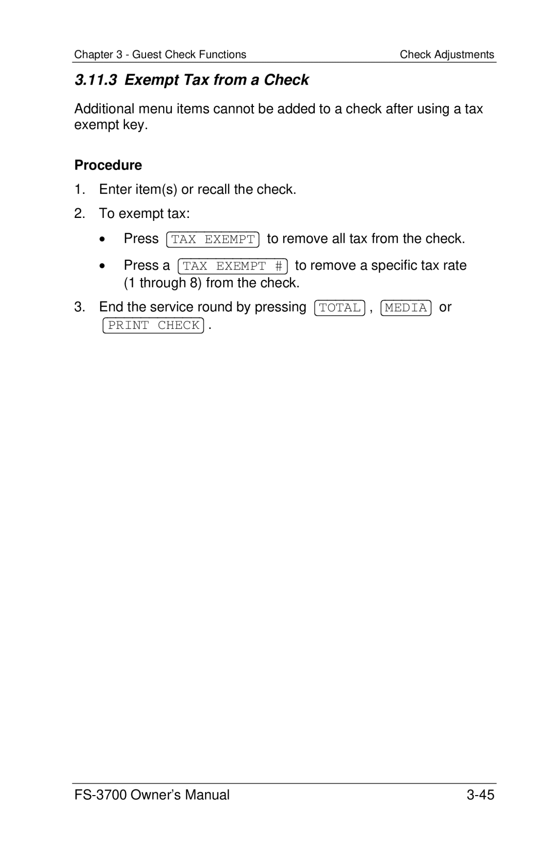 Toshiba FS-3700 Series owner manual Exempt Tax from a Check 