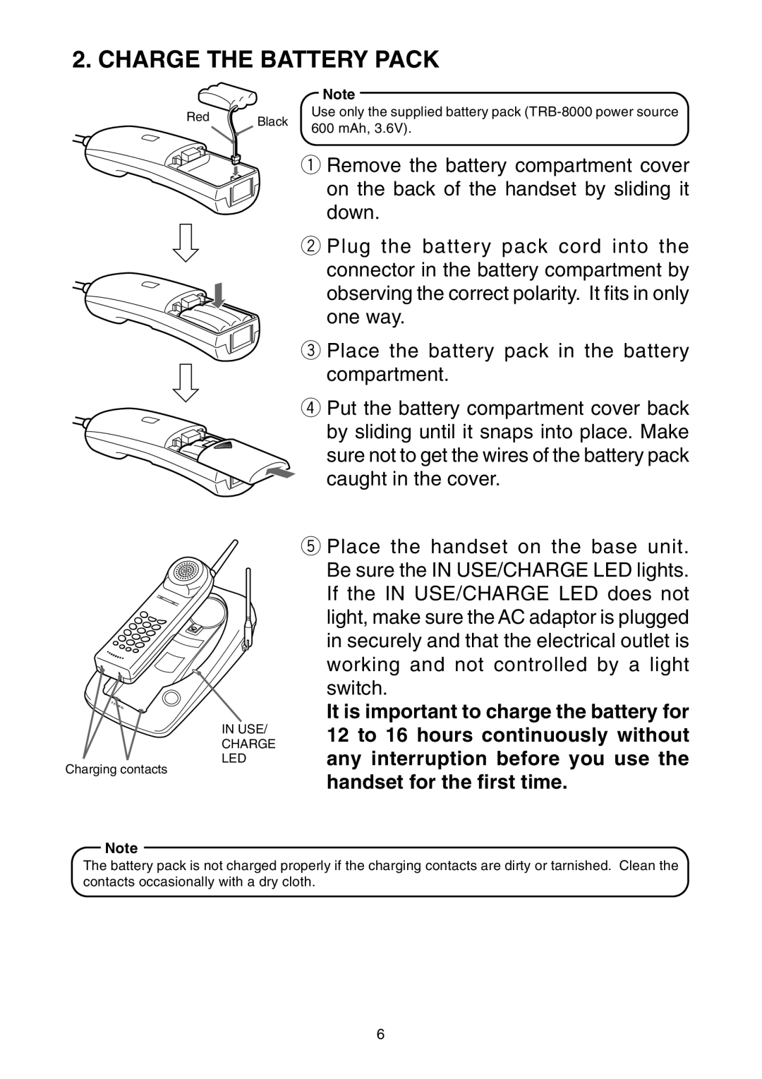 Toshiba FT-8001 AW manual Charge the Battery Pack 