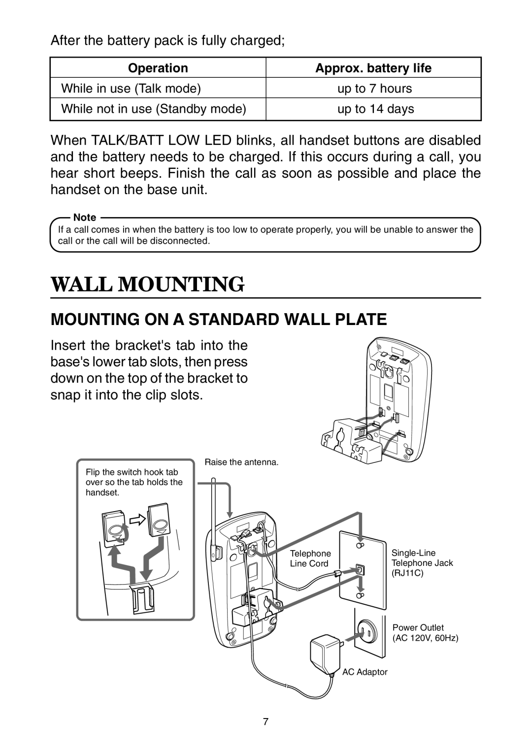 Toshiba FT-8001 AW manual Wall Mounting, Mounting on a Standard Wall Plate 