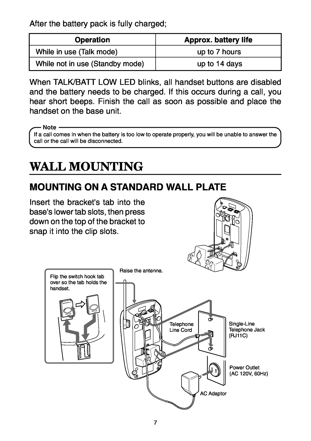 Toshiba FT-8001 AW manual Wall Mounting, Mounting On A Standard Wall Plate 