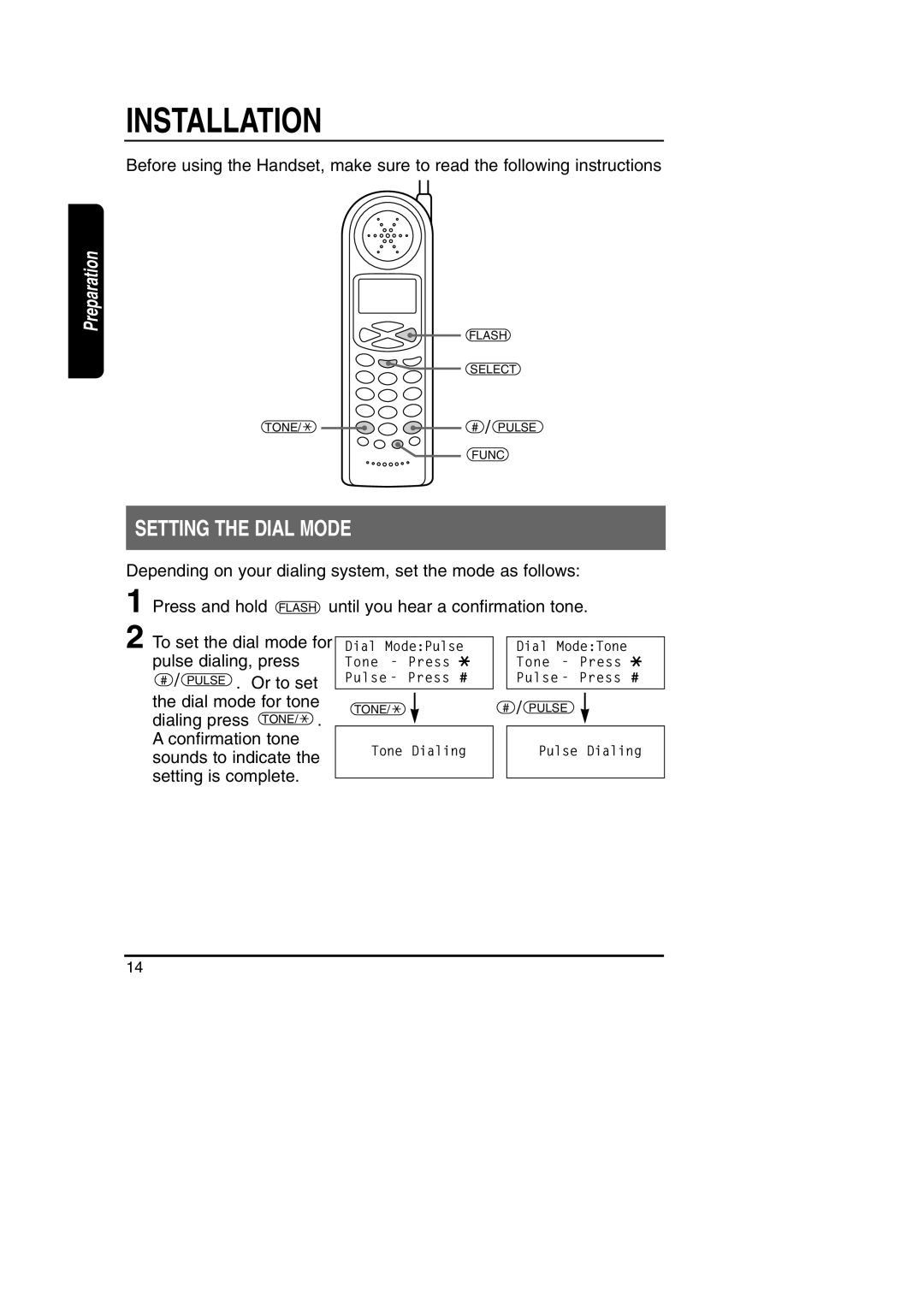 Toshiba FT-8801A manual Setting the Dial Mode 