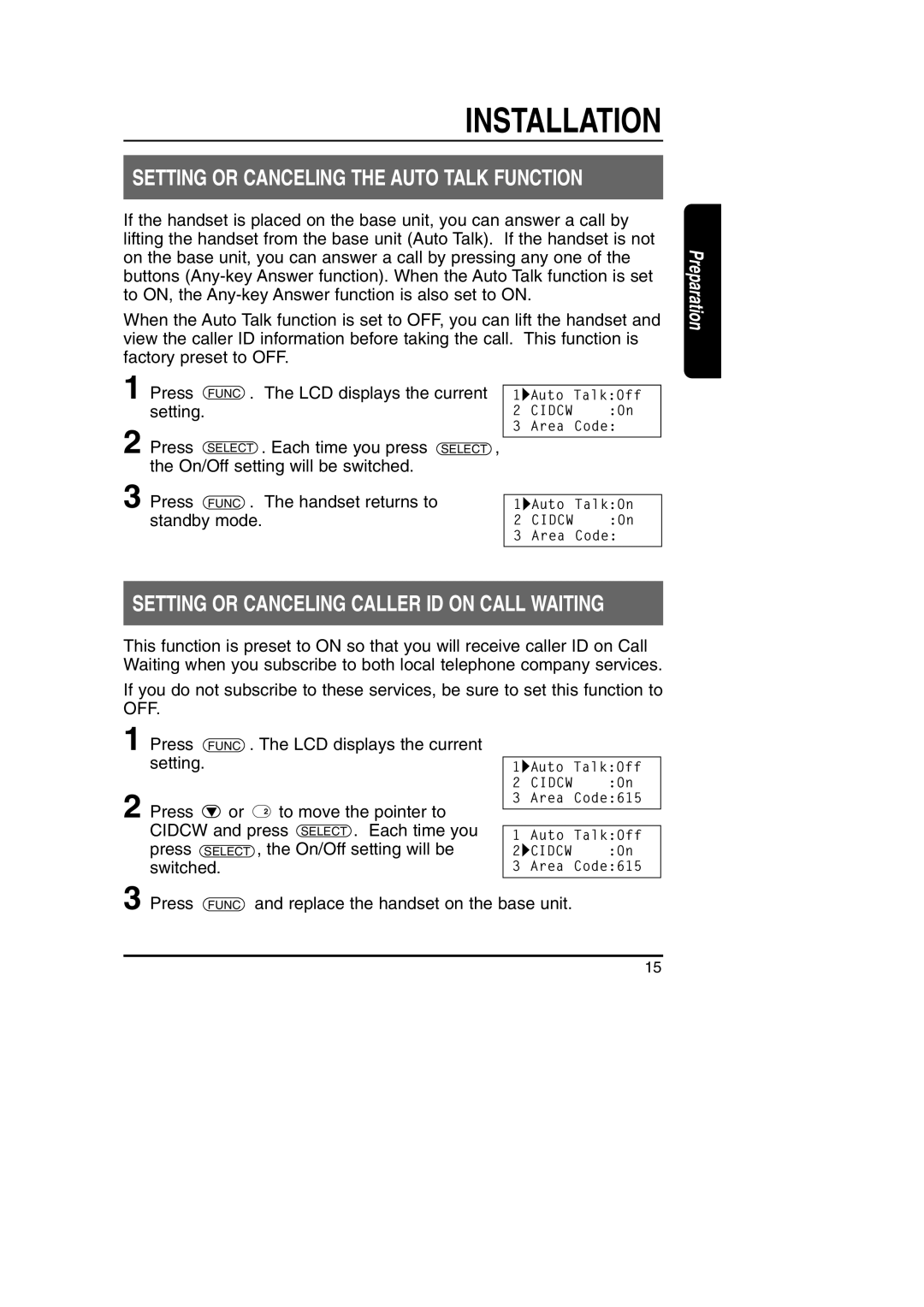 Toshiba FT-8801A manual Setting or Canceling the Auto Talk Function 