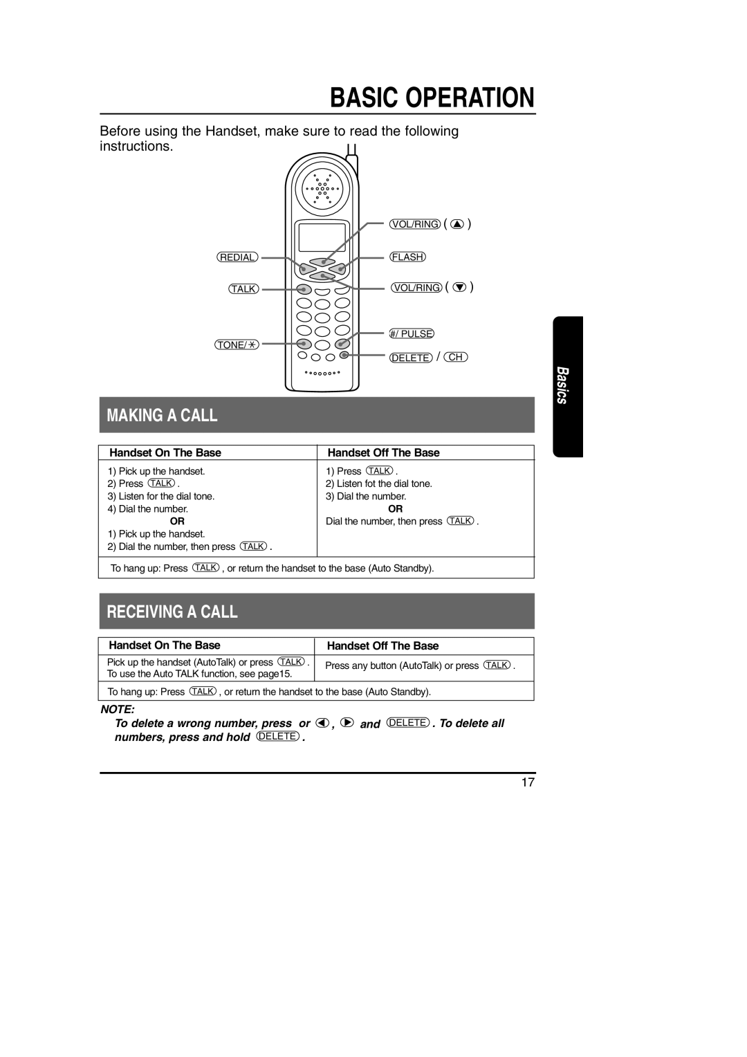 Toshiba FT-8801A manual Basic Operation, Making a Call, Receiving a Call 