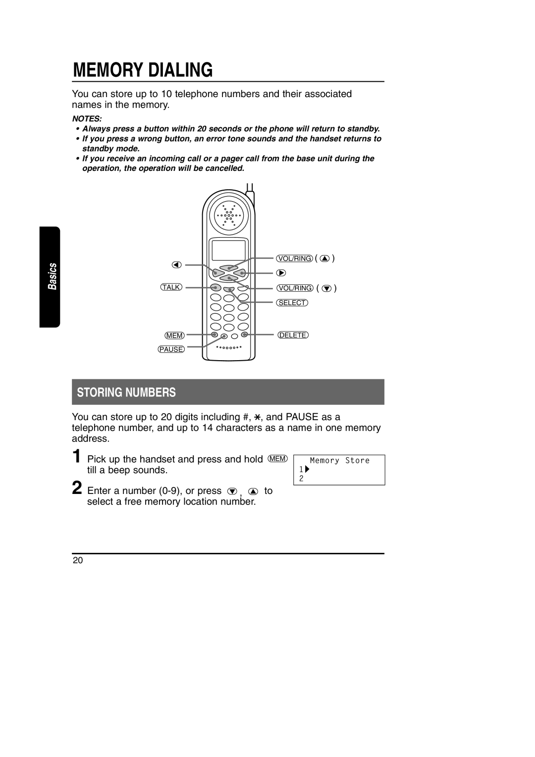 Toshiba FT-8801A manual Memory Dialing, Storing Numbers 