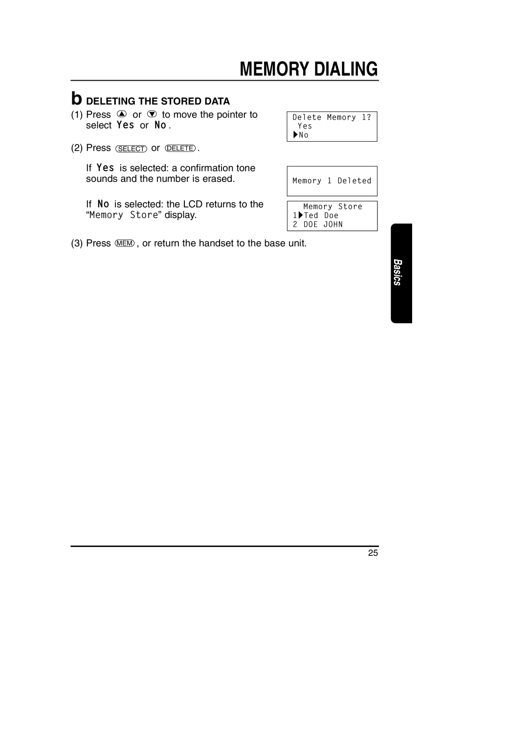 Toshiba FT-8801A manual Deleting the Stored Data 