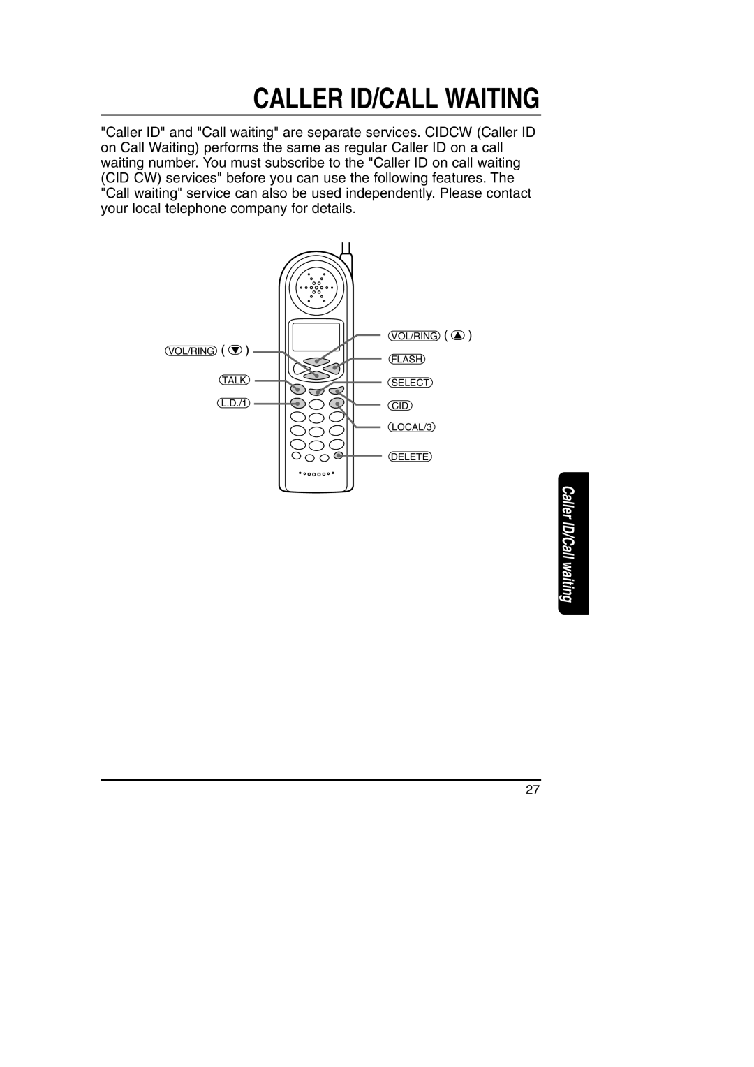 Toshiba FT-8801A manual Caller ID/CALL Waiting 