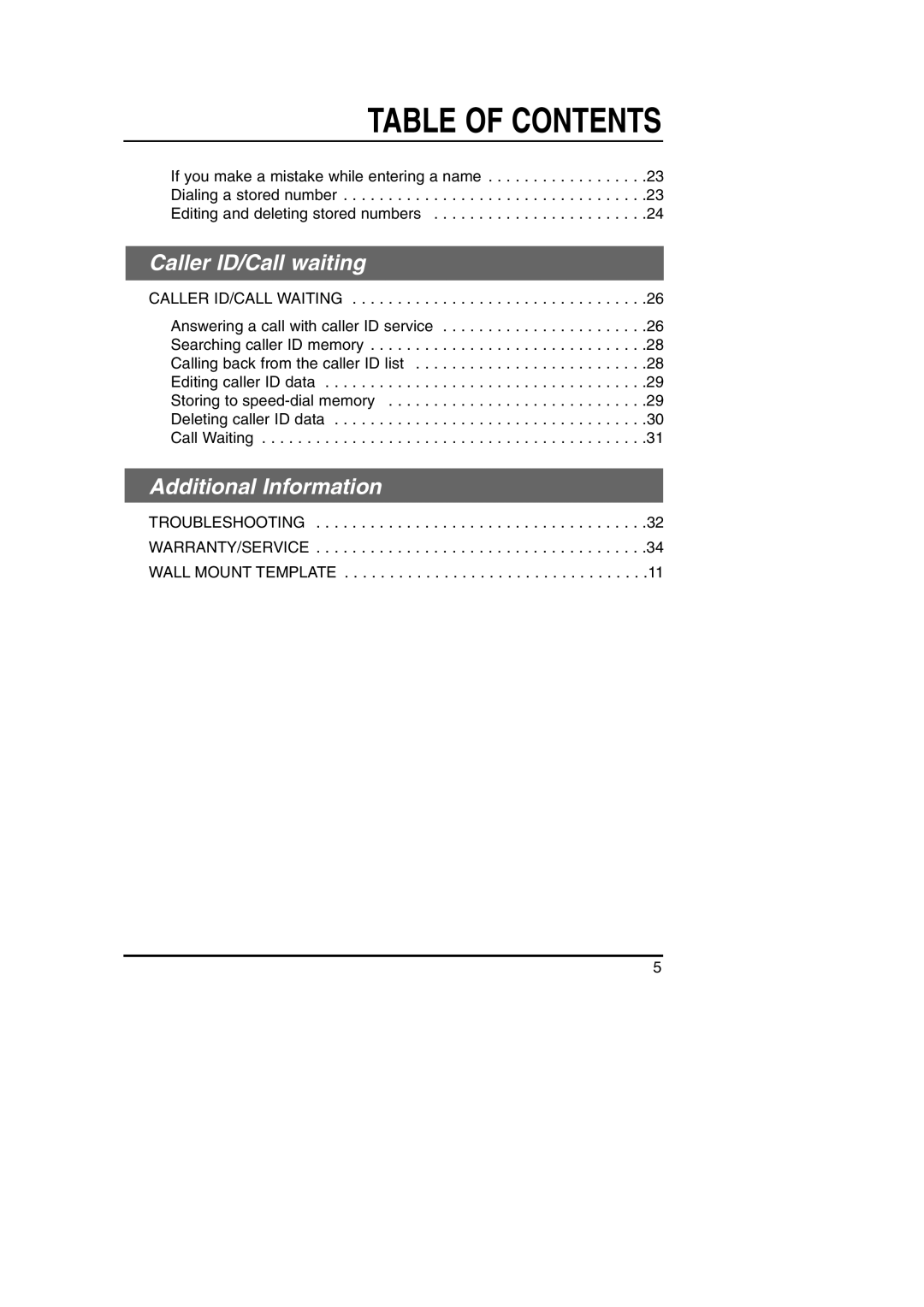 Toshiba FT-8801A manual Table of Contents 