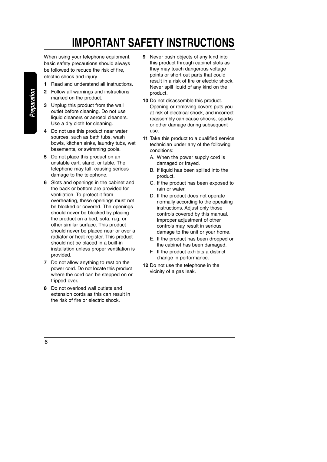 Toshiba FT-8801A manual Important Safety Instructions 