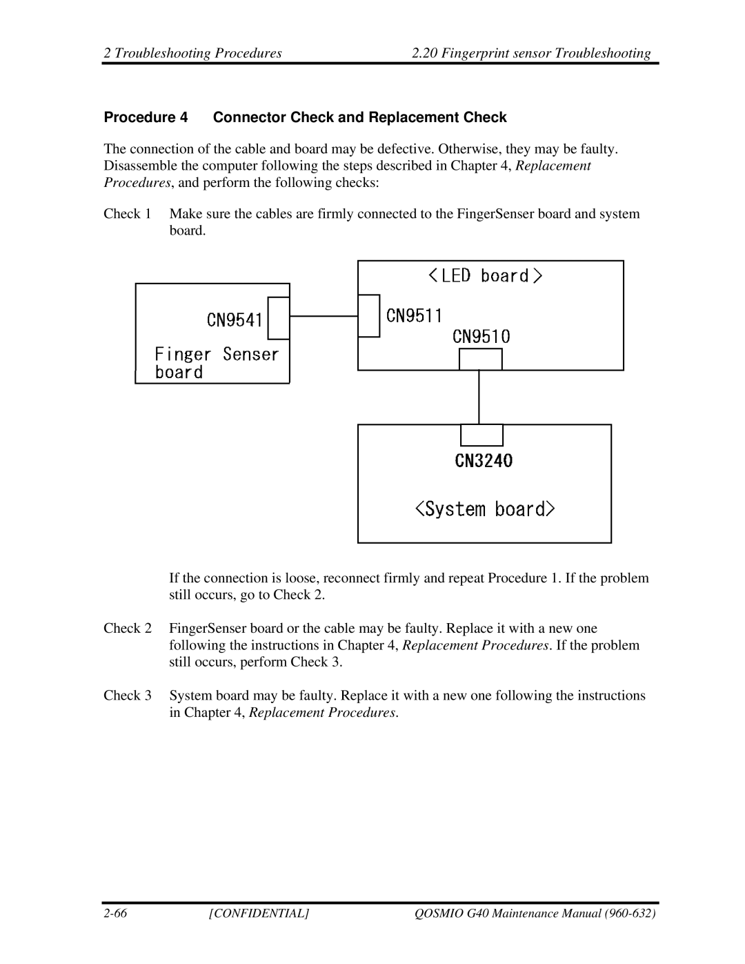 Toshiba G50 manual Procedure 4 Connector Check and Replacement Check 