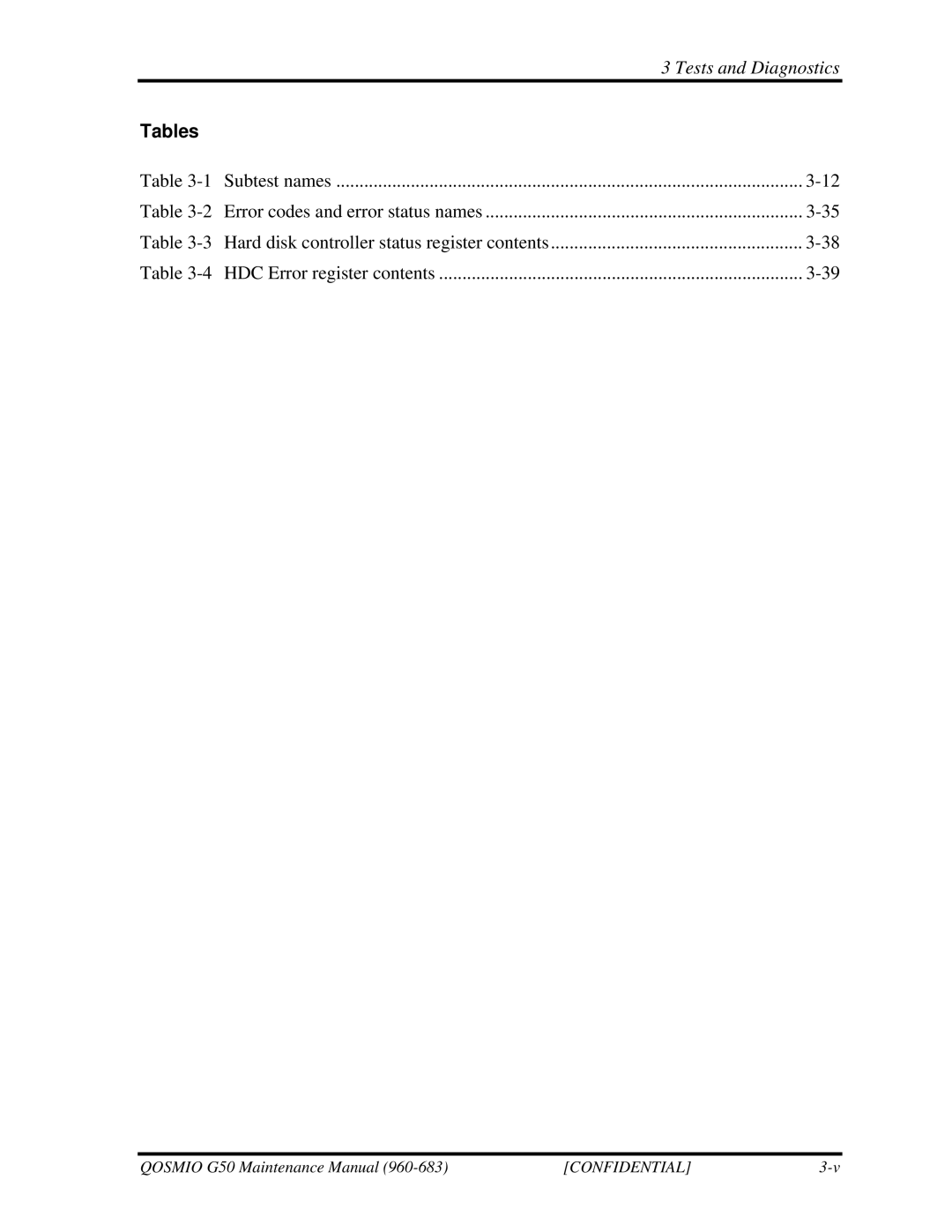 Toshiba G50 manual Tables 