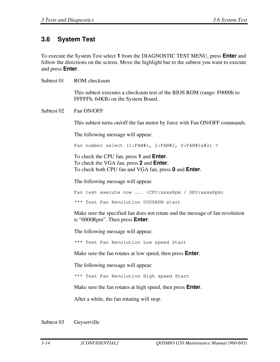 Toshiba G50 manual Tests and Diagnostics System Test 