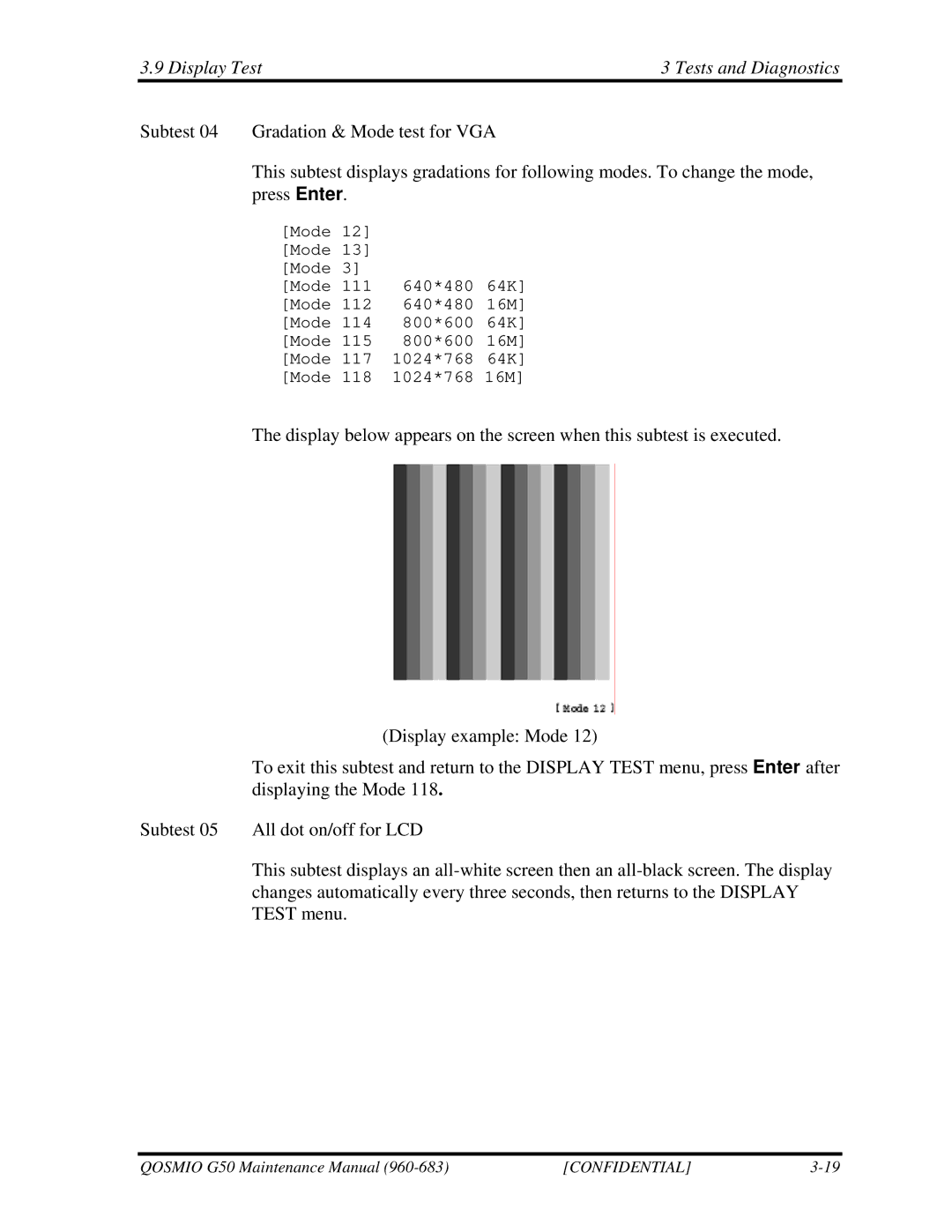 Toshiba G50 manual Display Test Tests and Diagnostics 