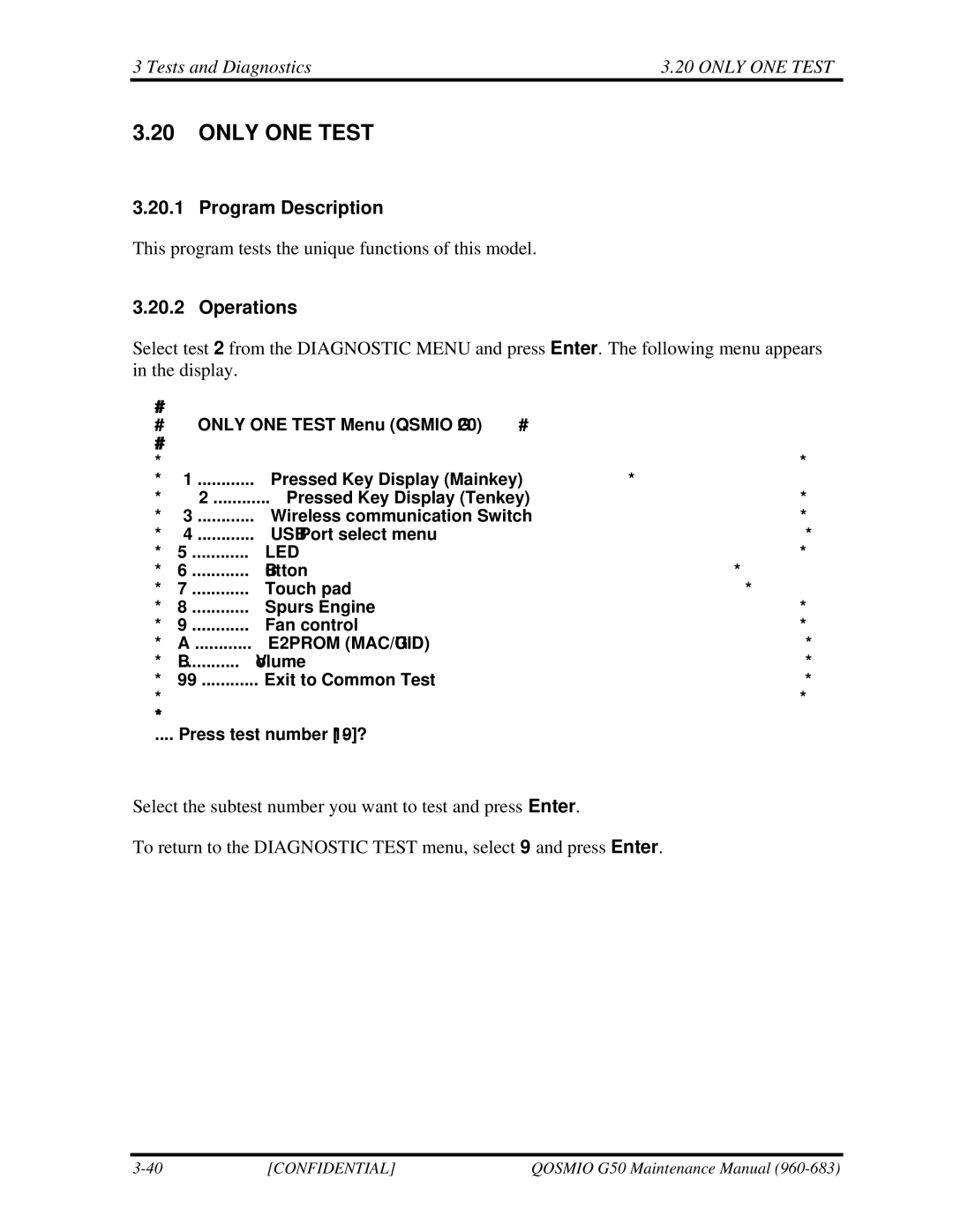 Toshiba G50 manual Program Description, Operations 