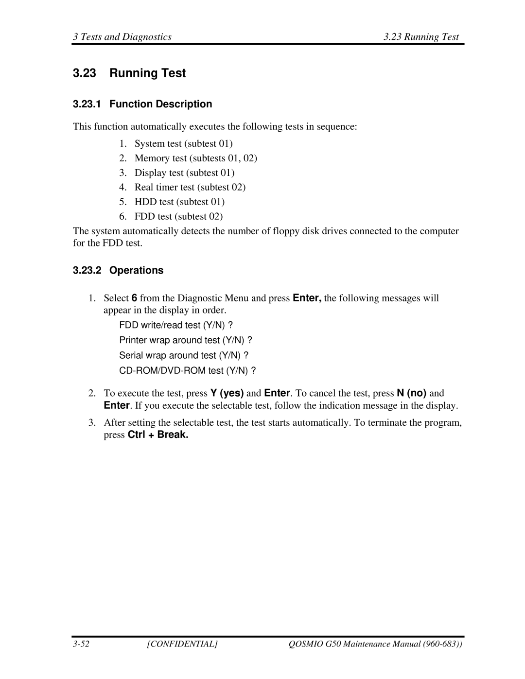 Toshiba G50 manual Tests and Diagnostics Running Test 