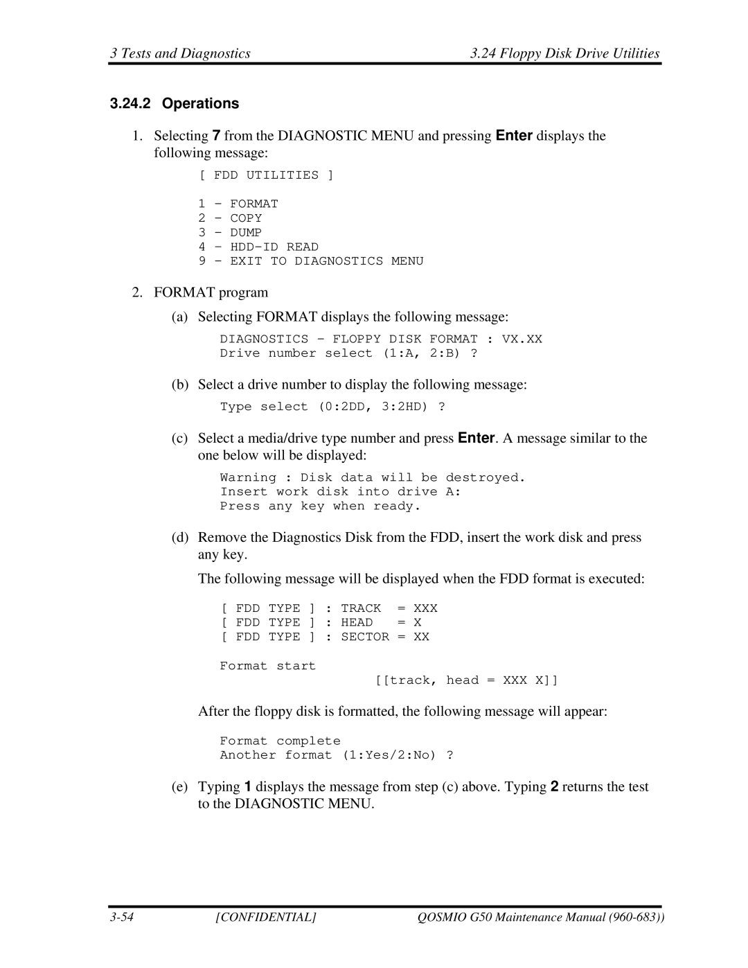 Toshiba G50 manual Tests and Diagnostics Floppy Disk Drive Utilities 