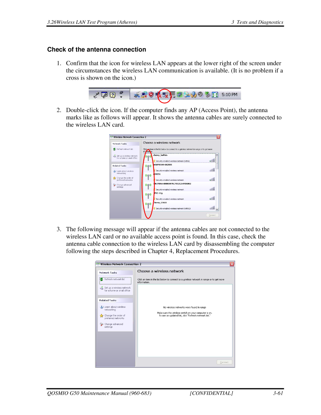 Toshiba G50 manual Check of the antenna connection 