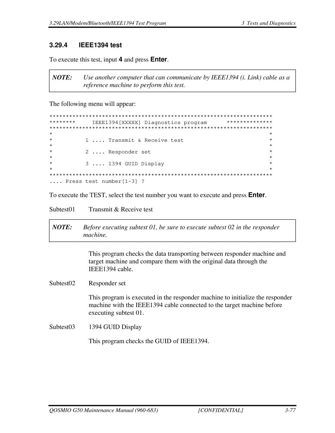 Toshiba G50 manual IEEE1394 test, Machine 