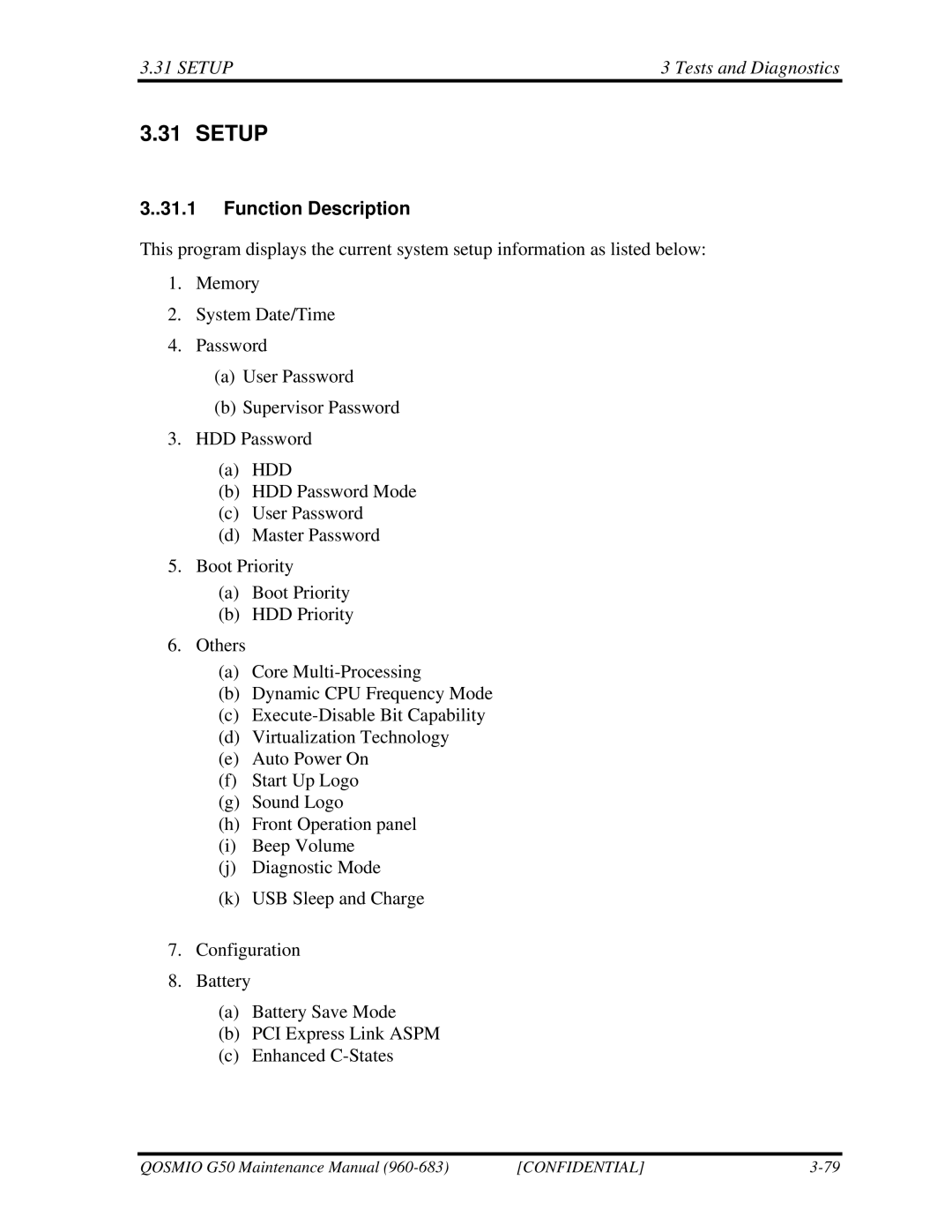 Toshiba G50 manual Setup Tests and Diagnostics 