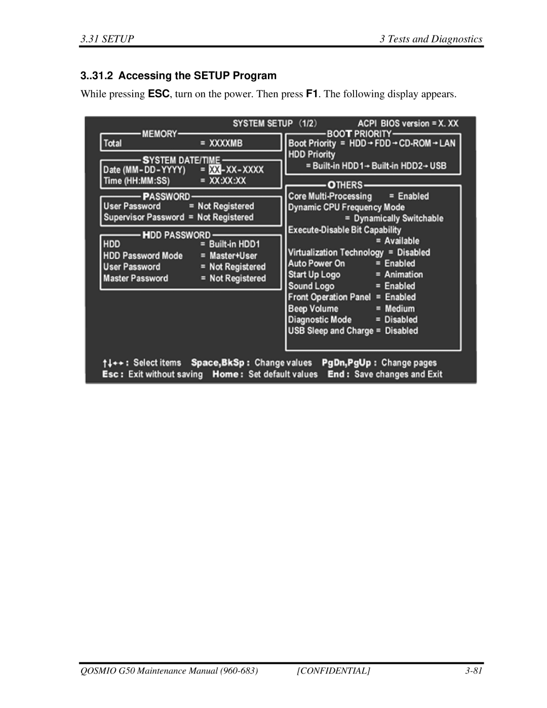 Toshiba G50 manual Accessing the Setup Program 