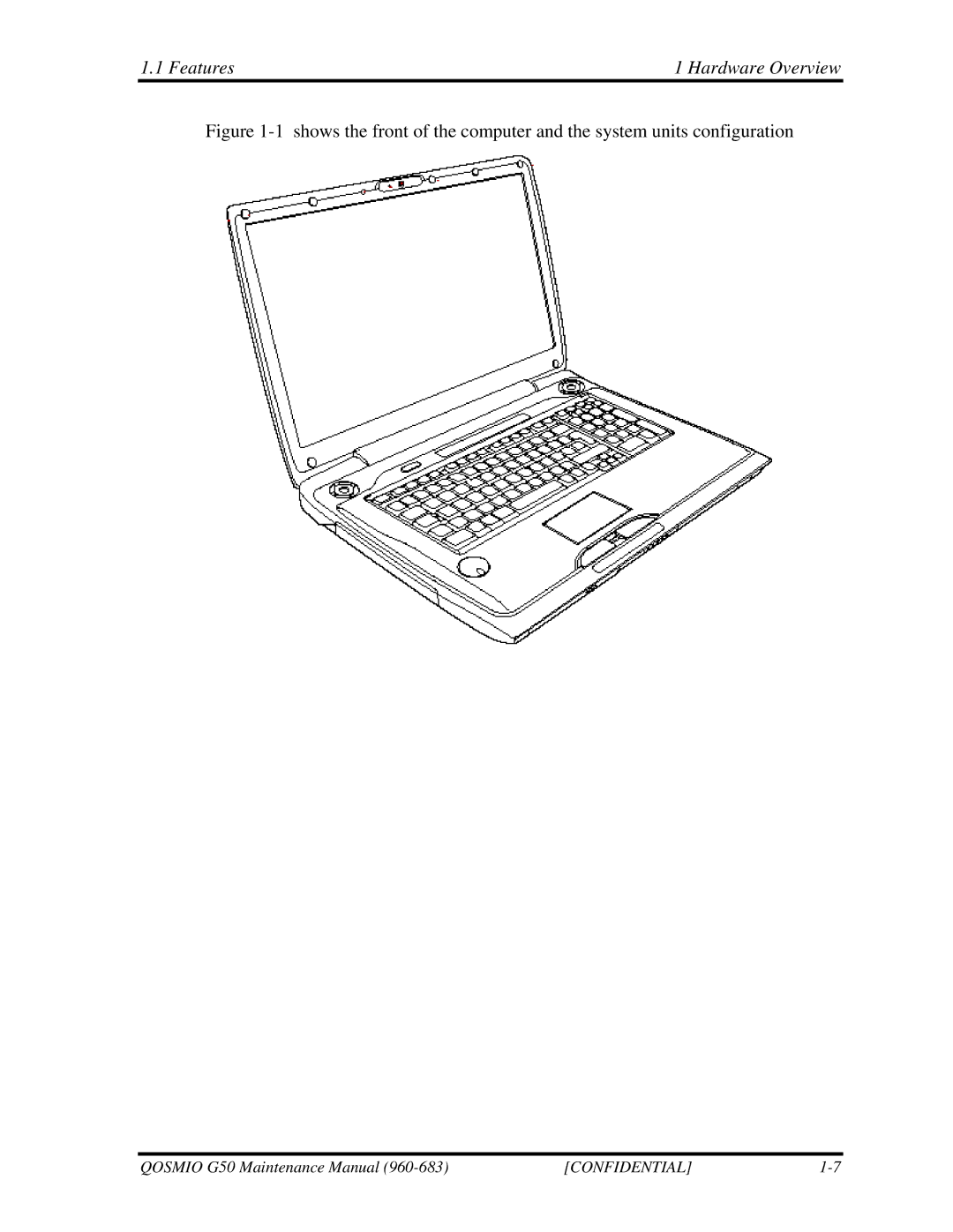 Toshiba G50 manual Features Hardware Overview 