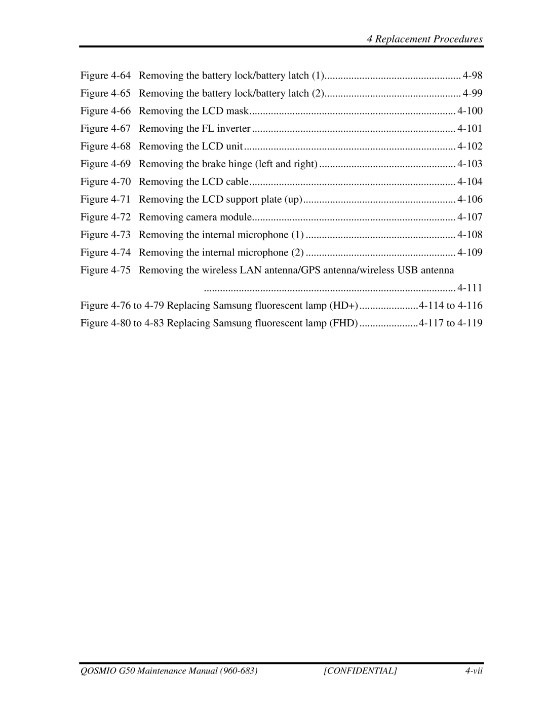 Toshiba G50 manual 100, 101, 102, 103, 104, 106, 107, 108, 109, 111, 114 to, 117 to 