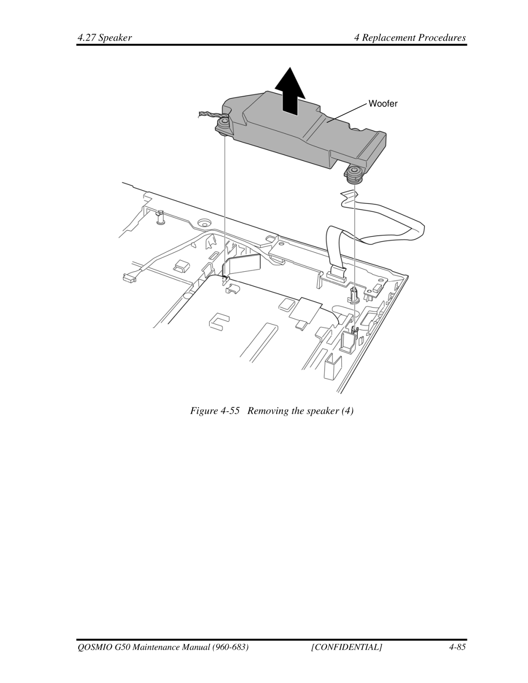 Toshiba G50 manual Removing the speaker 