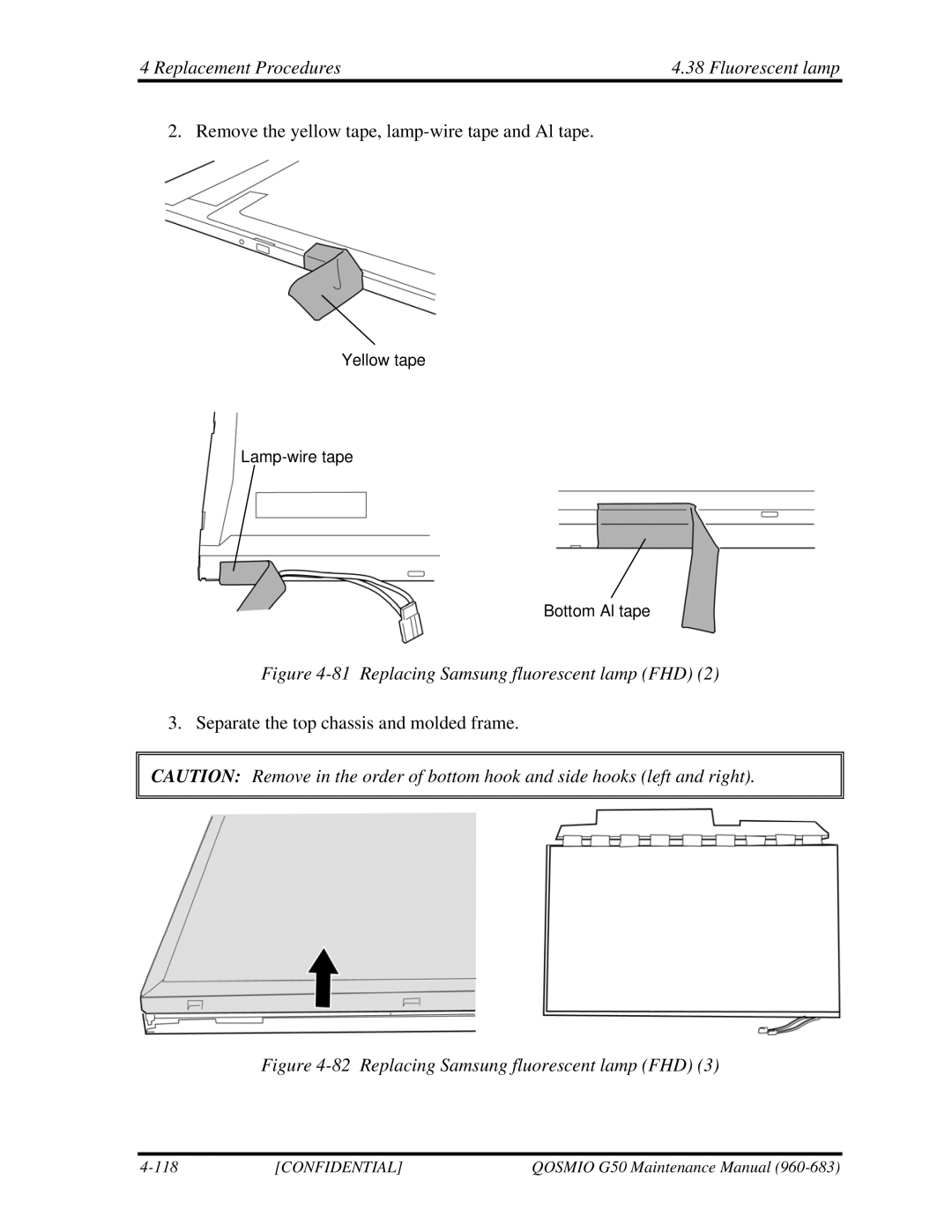 Toshiba G50 manual Replacing Samsung fluorescent lamp FHD 