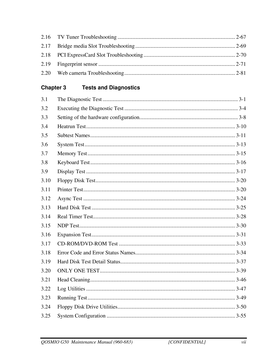 Toshiba G50 manual Chapter Tests and Diagnostics, Only ONE Test 