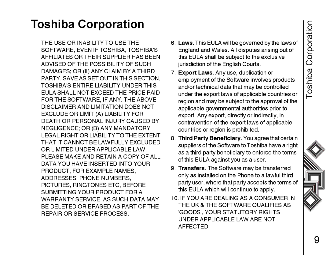 Toshiba G500 manual Toshiba Corporation 