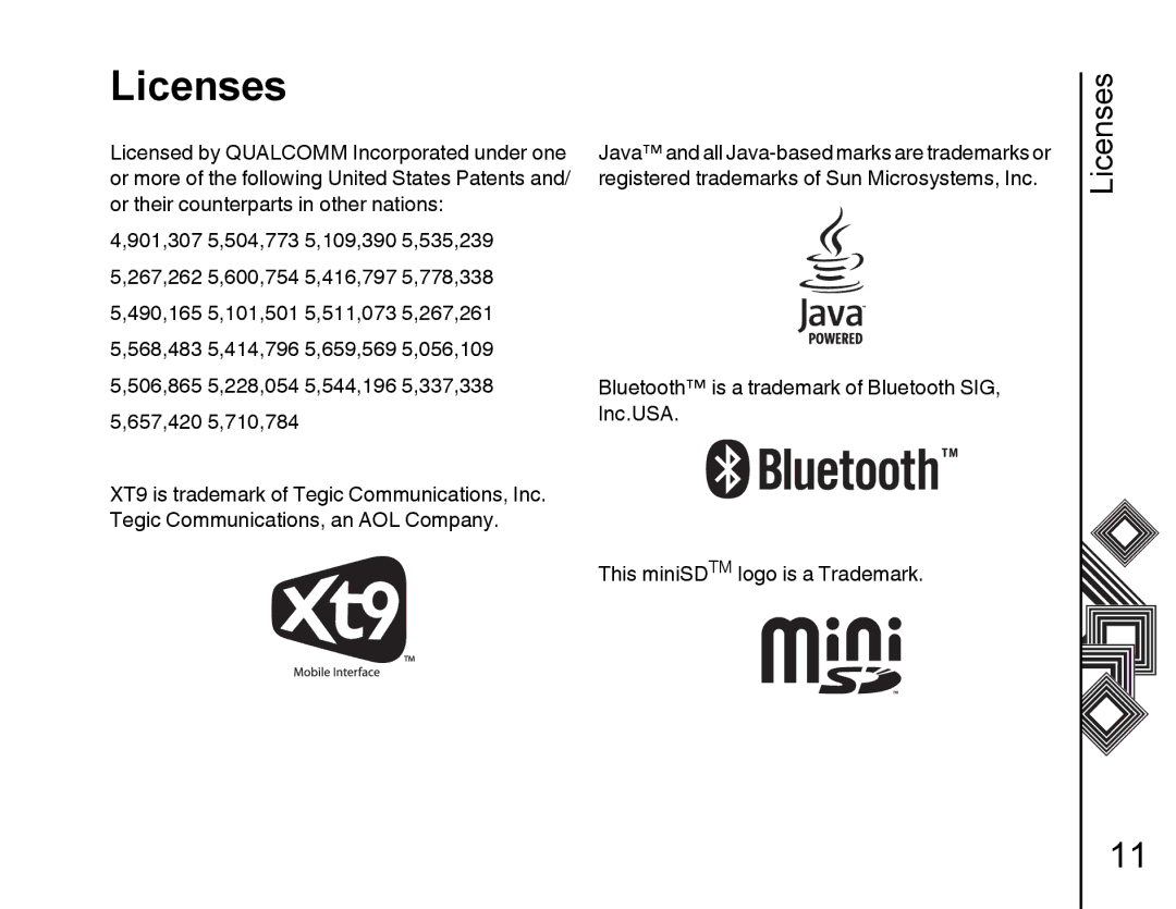 Toshiba G500 manual Licenses 