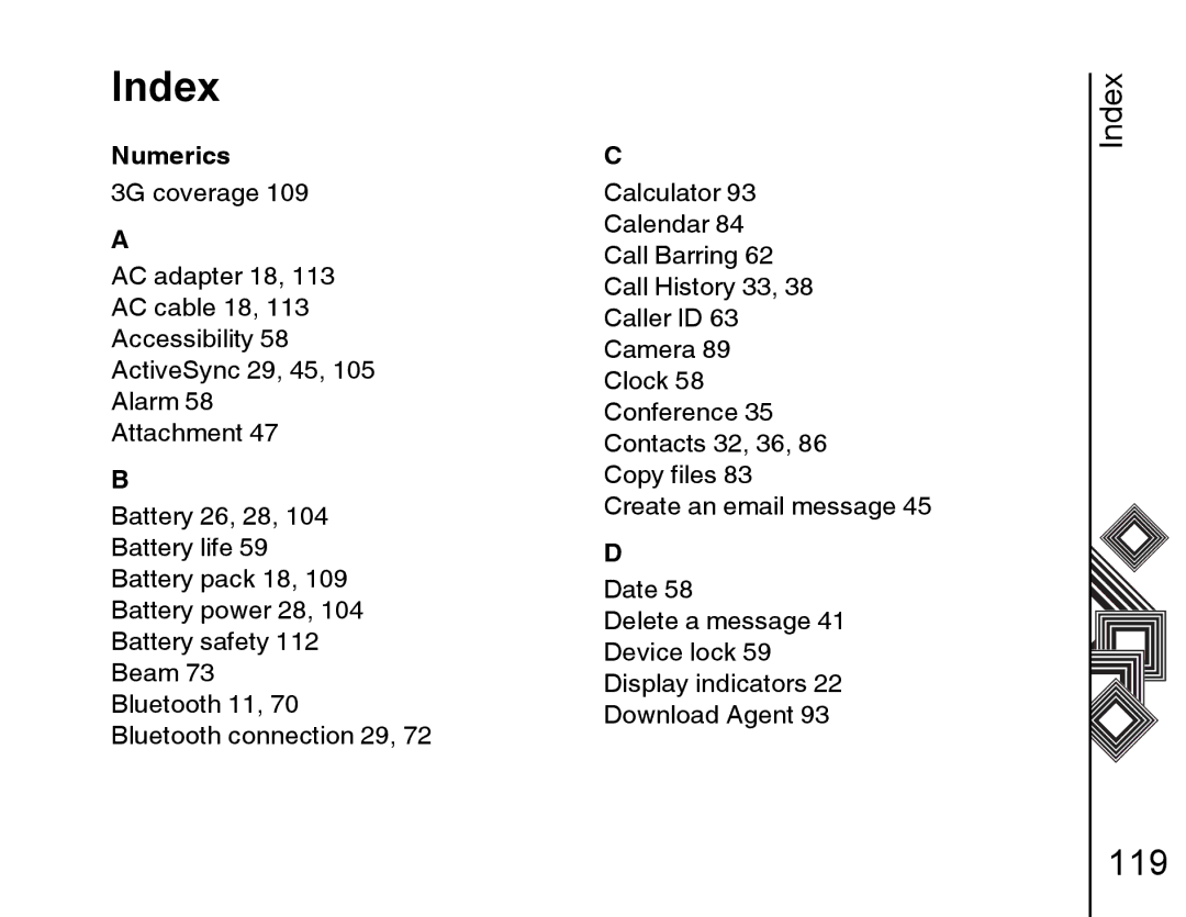 Toshiba G500 manual Index, Numerics 