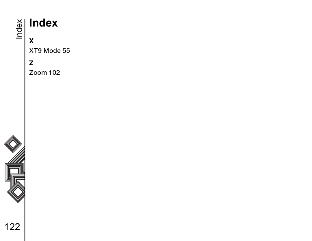 Toshiba G500 manual Index, XT9 Mode, Zoom 