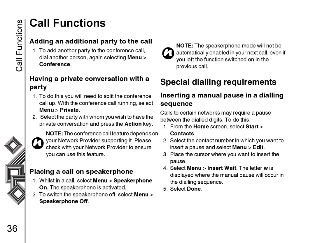 Toshiba G500 manual Special dialling requirements 