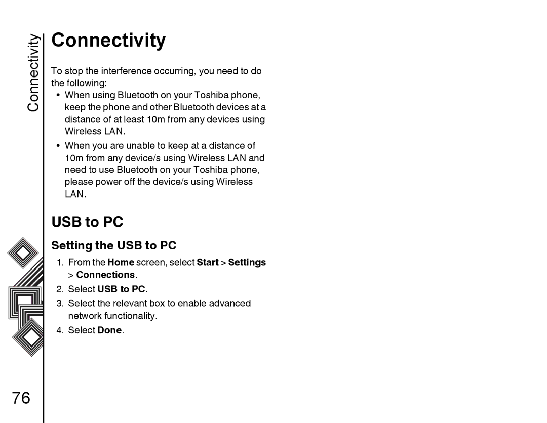 Toshiba G500 manual Setting the USB to PC, Connections 