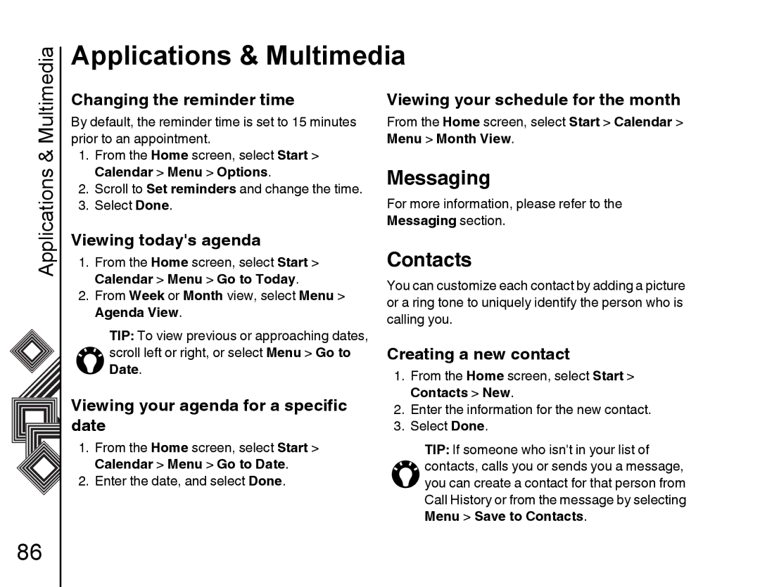 Toshiba G500 manual Messaging, Contacts 