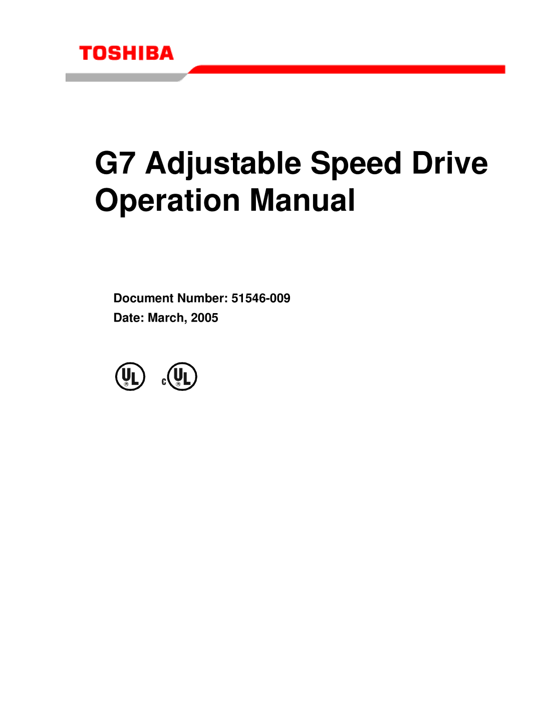 Toshiba G7 manual Document Number Date March 