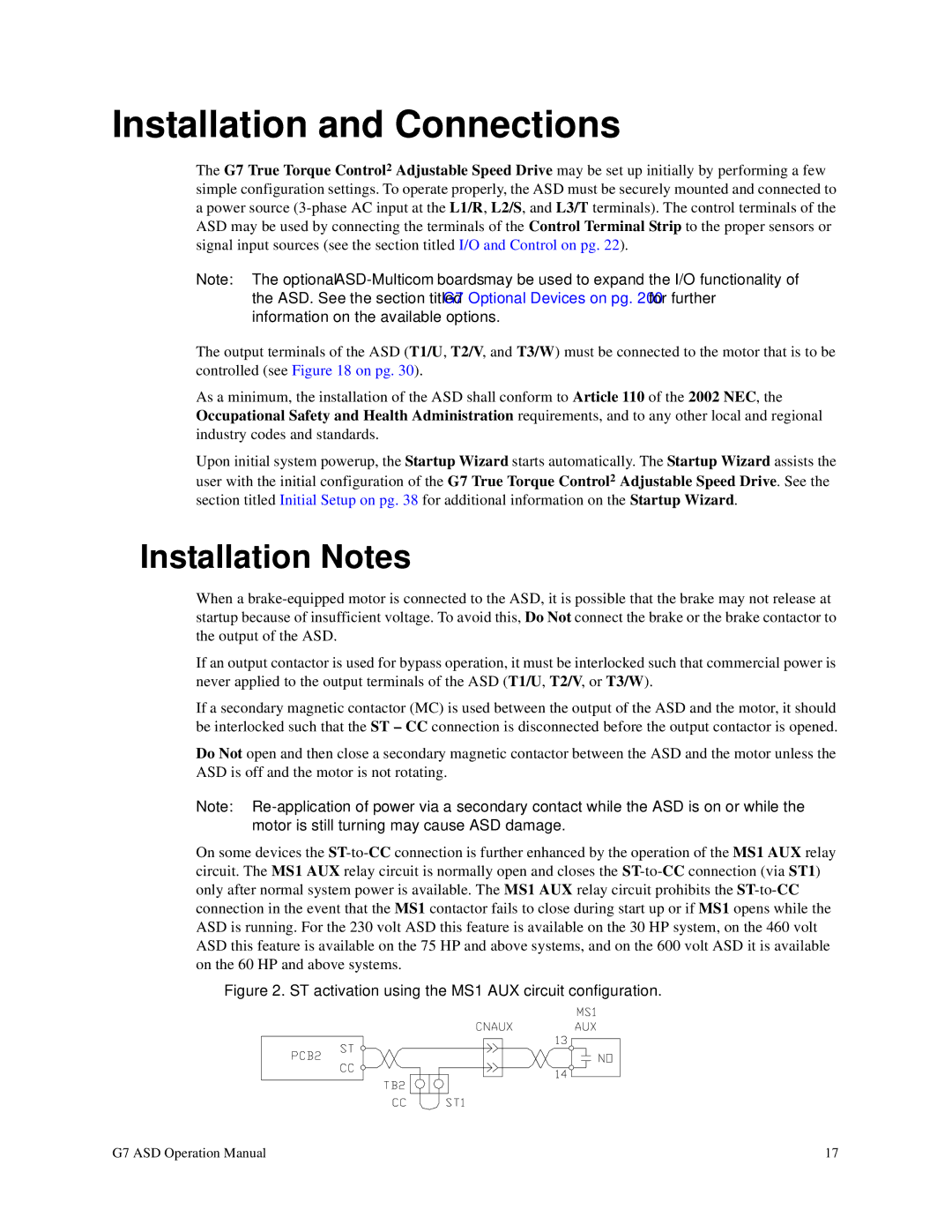 Toshiba G7 manual Installation and Connections, Installation Notes 