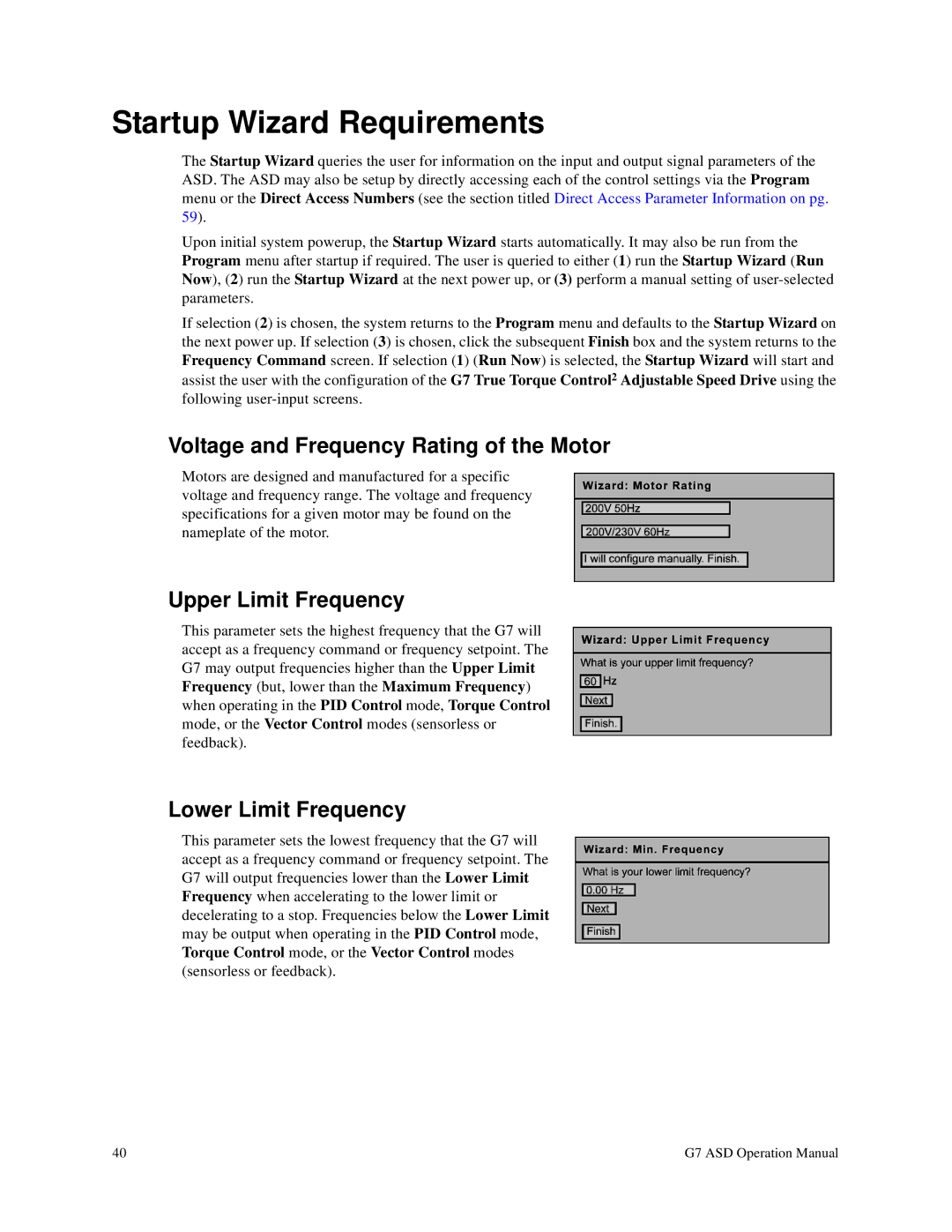 Toshiba G7 manual Startup Wizard Requirements 