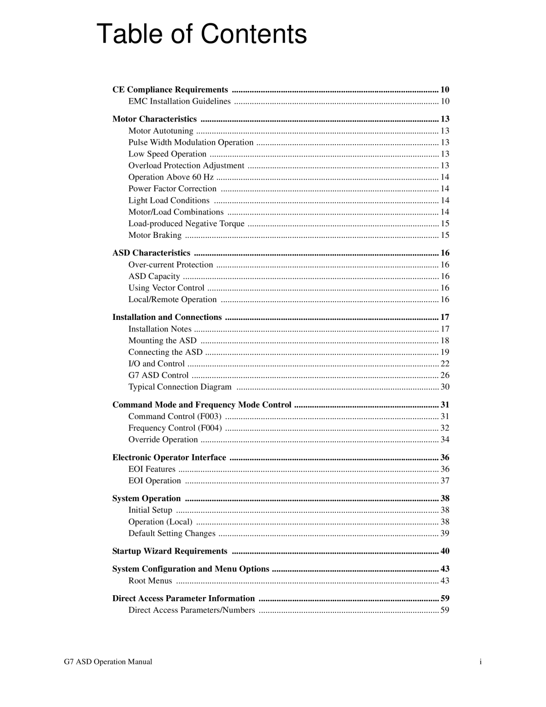 Toshiba G7 manual Table of Contents 