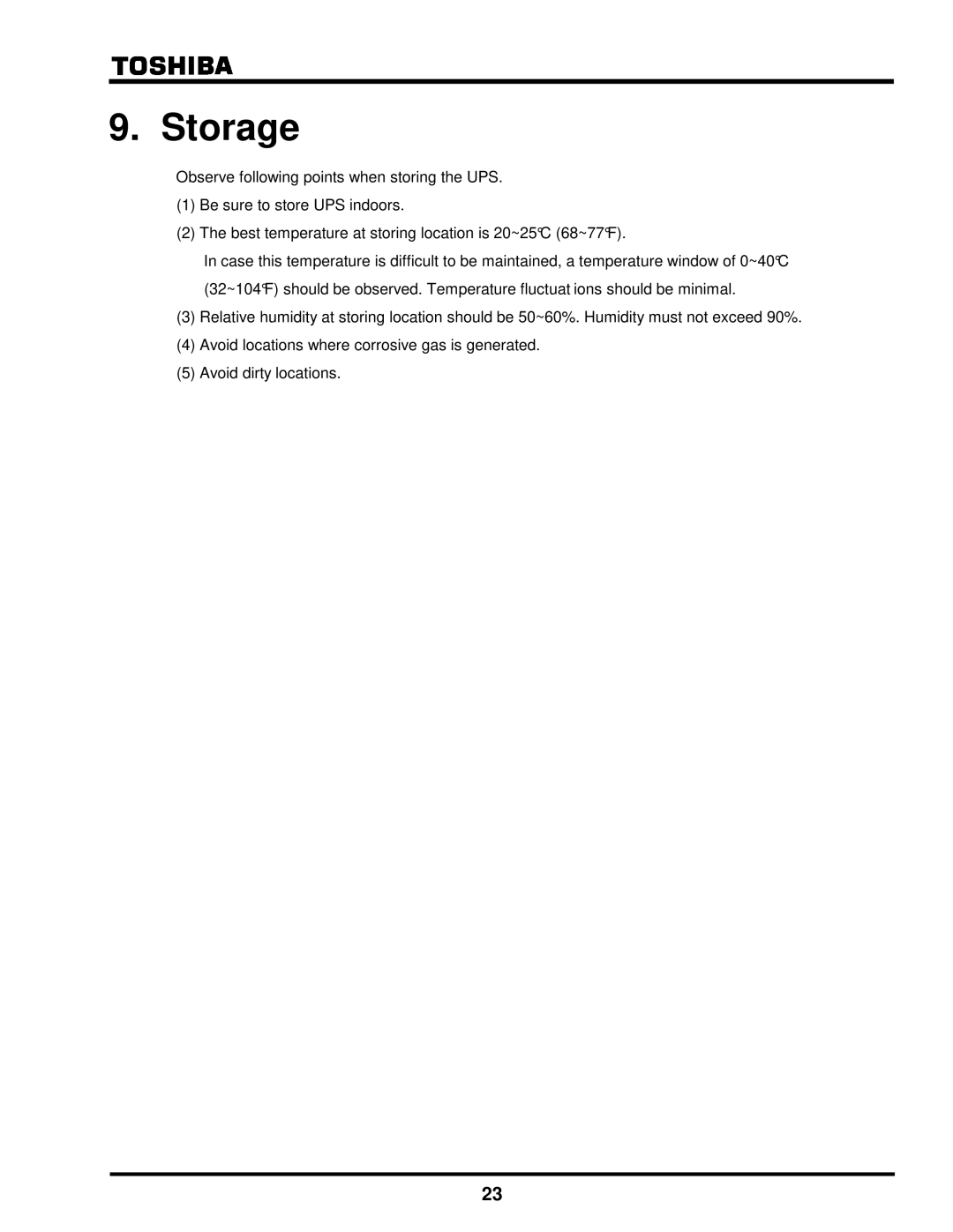 Toshiba G8000 Series installation manual Storage 