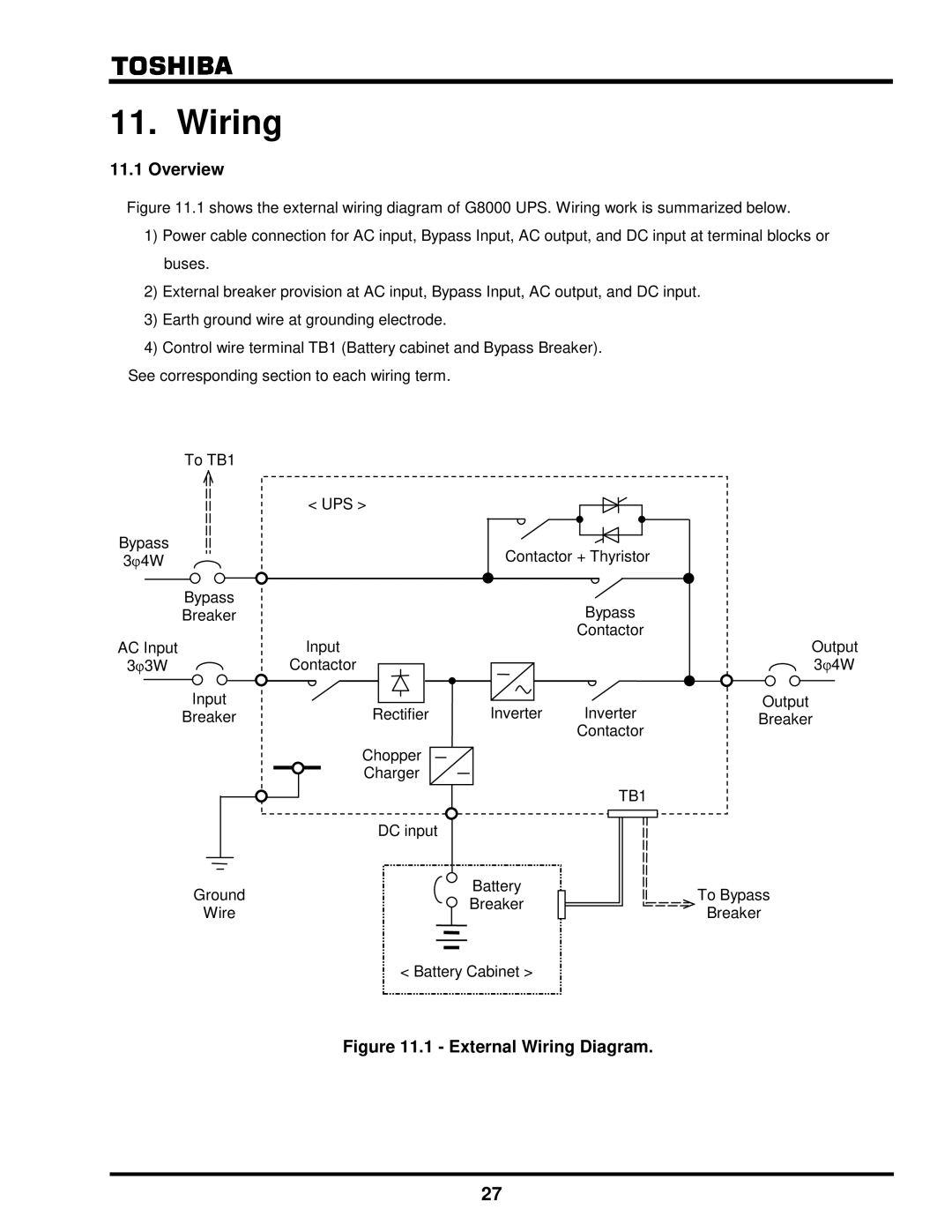 Toshiba G8000 Series installation manual Overview, External Wiring Diagram 