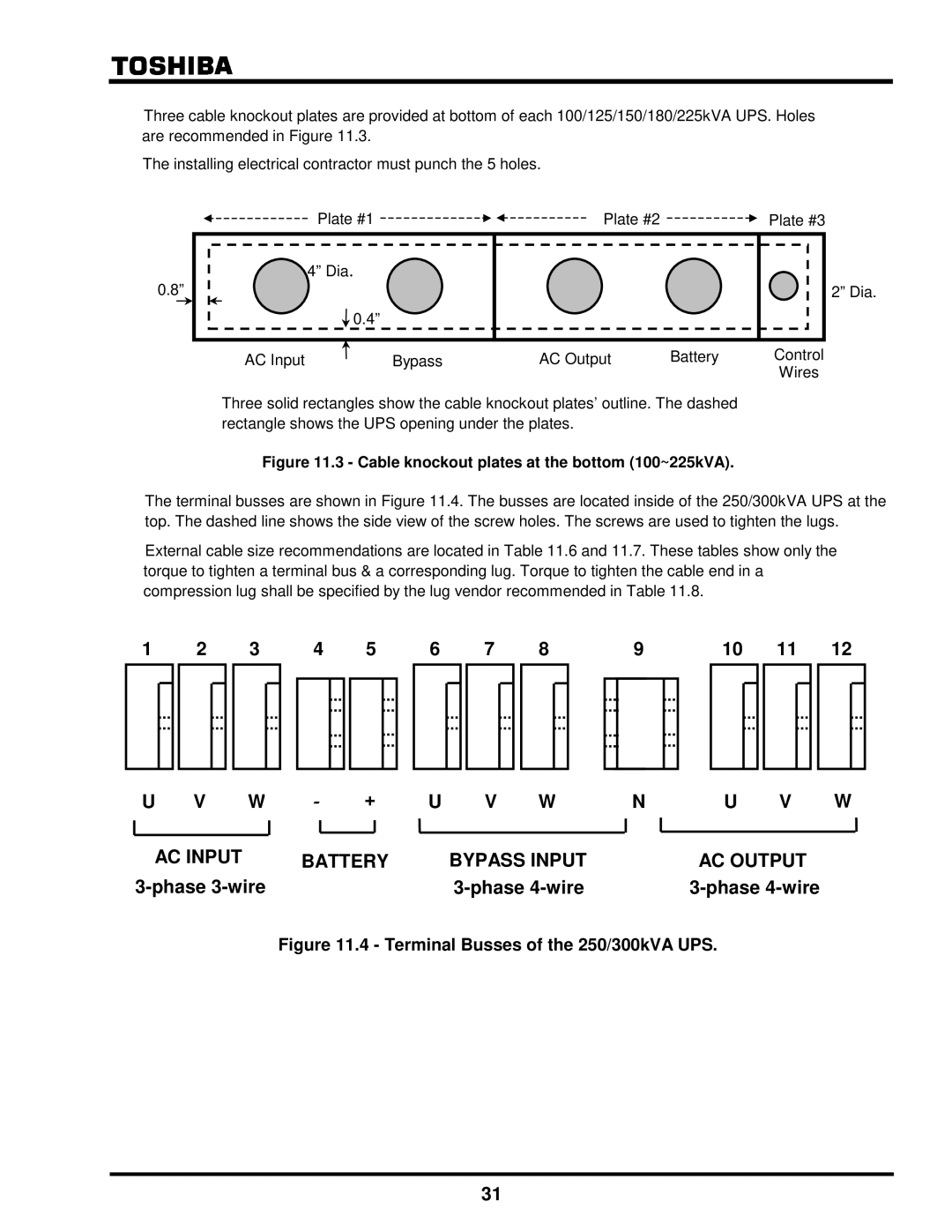 Toshiba G8000 Series installation manual Phase 3-wire Phase 4-wire 