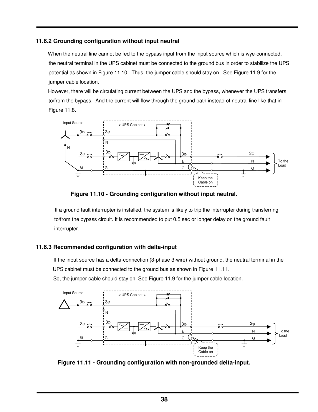 Toshiba G8000 Series Grounding configuration without input neutral, Recommended configuration with delta-input 